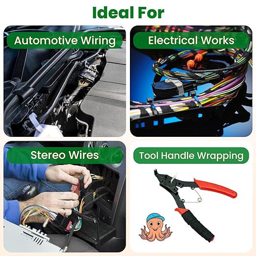 Wire Harness Cloth Electrical Tape, 3/4 Inch x 90 FT (2 Rolls), Automotive Wire Loom Heat Wrap Tape - Fabric Felt Cloth Wiring Harness Tapes, Heat Resistant for Car Engine, Wires, Electrical Wiring