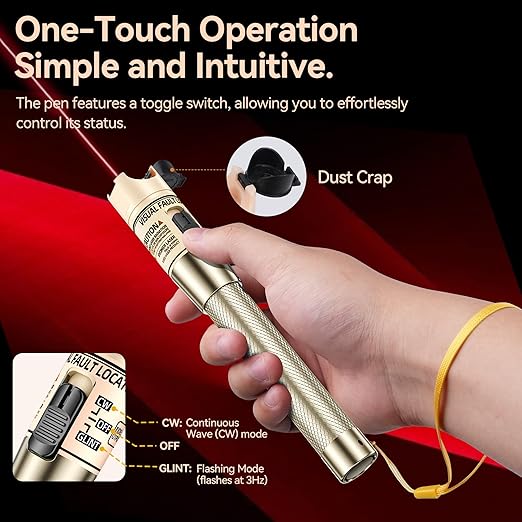 VFLVisual Fault Locator Kit 50mw,Fiber Optic Cable Tester Tool Kit,Fiber Red Light Pen Tester with 2.5mm Universal Connector 2pcs FC-LC Adapter & 1pc LC, SC, FC Coupler & 3 1.5m Patch Cords