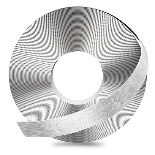 GSCIT Club Silver Edge Banding, 3/4 Inch x 25ft Aluminum Brushed Edge Banding PVC Edge Trim for Cabinet Repair Furniture
