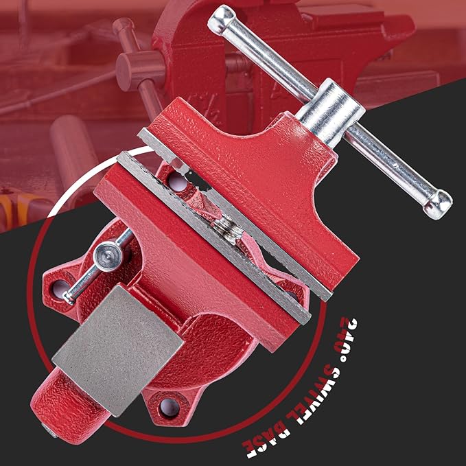 Home Vise 4-1/2" Jaw Width Bench Vise with a 3 Inch Jaw Opening Home Vise for Woodworking, Drilling, Cutting Cast Iron Red