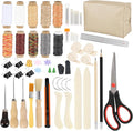 65 Pcs Bookbinding Tools Kit with Bone Folder, Waxed Thread, Binding Ribbon, Glue Brush, Awl, Needles, Ruler, Storage Bag, and More for DIY Bookbinding, Paper Crafts, and Book Repair