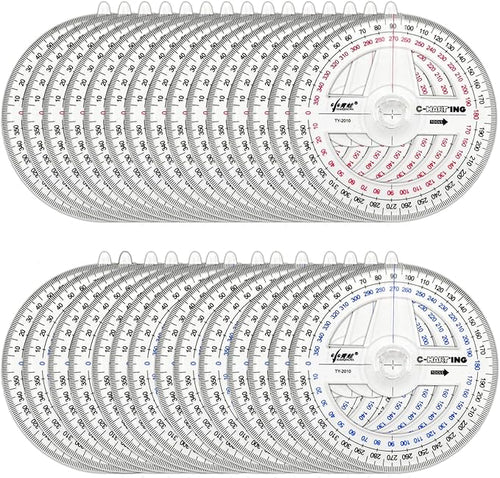 360° Protractor Pack of 30 Protactors Plastic Protractor Math Protractors Clear Protractor Ruler Drafting Tools Circle Protractor for Geometry