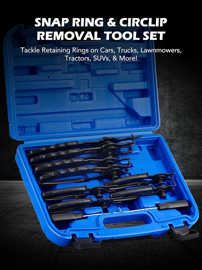 Orion Motor Tech 10pc Snap Ring Pliers Set, Internal & External Circlip Pliers With Bent & Straight Pliers, Hook Pick, Heavy Duty Removal Tool, Storage Case & Gloves