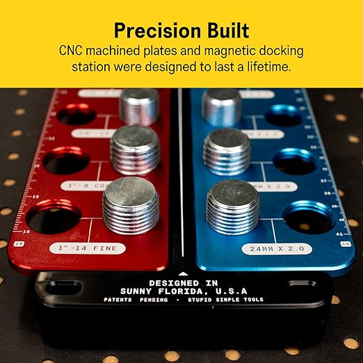 SST - Identibolt Pro XL - Precise Threadchecker and Wall Mount - Large Sized Nuts and Bolts - Imperial SAE and Metric Threads - 20 Nuts & Bolts Identifier - from 9/16" to 1" & 16mm to 24mm - USA