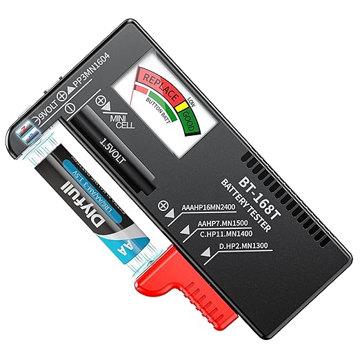 DLYPOW Battery Tester, Universal Battery Checker Small Battery Tester for AAA AA C D 9V 1.5V Button Cell Household Batteries (Upgraded Magnetic Version)