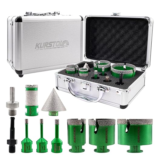 Tile Hole Saw Kit - 6/6/8/35/50/65mm Diamond Core Drill Bit+1" Versatile Drilling Milling Bit+2" Beveling Chamfer Bit+SDS&Triangle Adapter to 5/8-11" Thread for Porcelain Ceramic Granite Marble