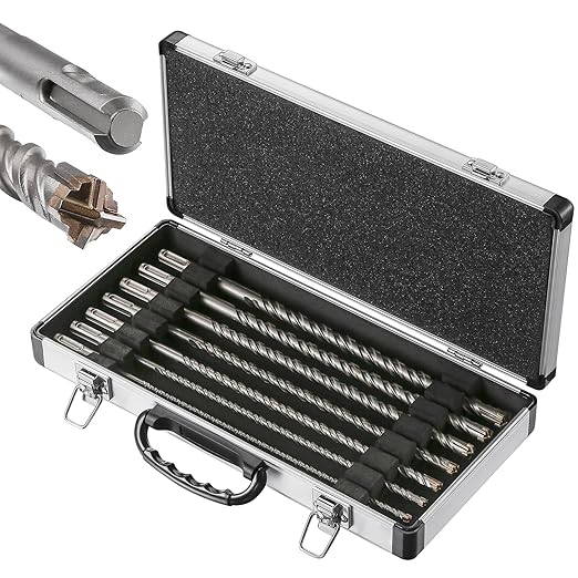 Set 12inch Concrete Drill Bit kit Cross-Type Double Thread Carbide Material Suitable for Concrete, Brick, Cement Walls, Stone, Hammer Drill Bits for Concrete