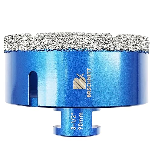 3-1/2 Inch Diamond Core Drill Bit for Porcelain Tile Ceramic Marble Granite Drilling,BRSCHNITT 1pc Vacuum Brazed Diamond Hole Saw with 5/8-11 Thread (90mm)