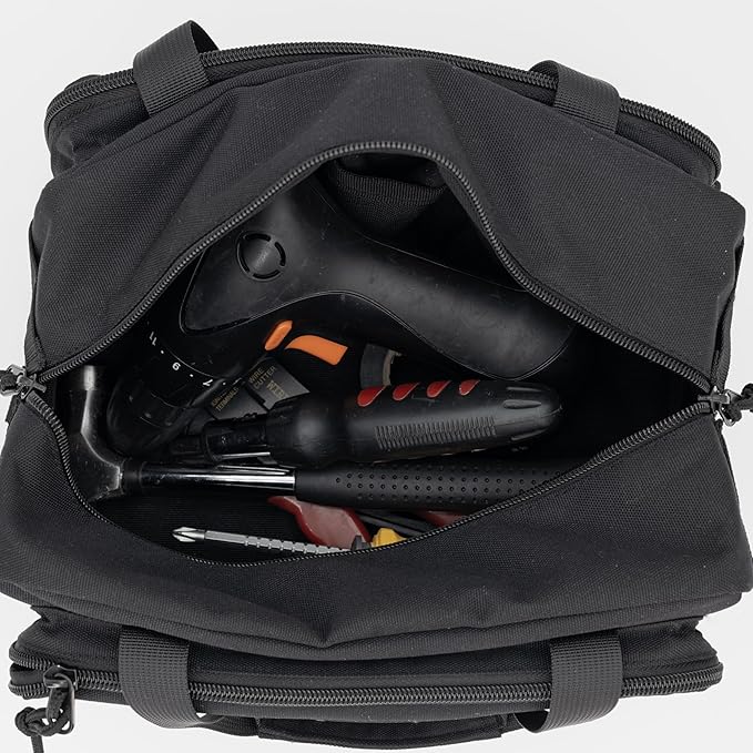 Coreflex Heavy Duty 12-Inch Multi-Purpose Tool Bag - Tactical, EDC, Range, Work Bag for Mechanics, Electricians, Carpenters, Builders, Plumbers - 12" X 7" X 7" (Black)