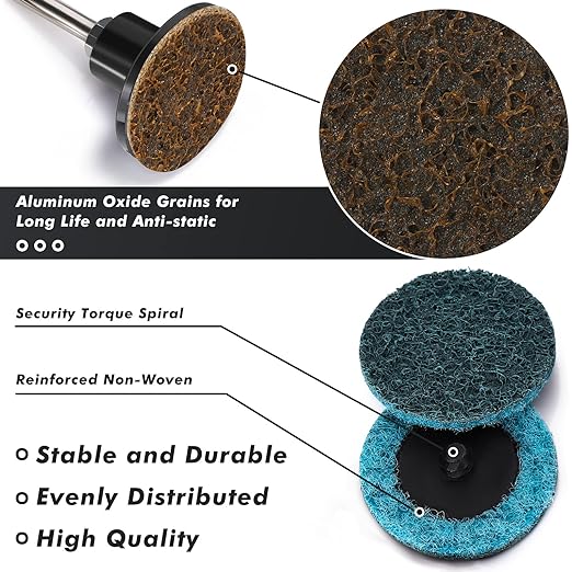 Macarrie 150 Pcs 2 Inch Surface Conditioning Discs Medium Sanding Grit Quick Change Sanding Discs Die Grinder Accessories for Surface Strip Grind Polish Burr Finish