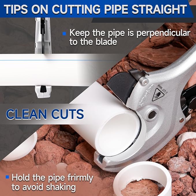 iCrimp Adjustable PVC Pipe Cutter Cuts up to 2-1/2", Heavy-Duty Aluminum Ratchet Pipe Cutter Tool, One-hand Operation Tube Cutter, PEX Cutting Tool for PEX, PVC, PPR Platic Hose and Plumbing Pipe