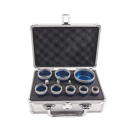 Diamond Core Drill Bit Set - BRSCHNITT Hole Saw Kit for Porcelain Tile Ceramic Marble Granite Drilling, 11pcs Bits with Triangle Shank（6/8/10/20/25/28/32/35/45/50/65mm）, KIT3, BDB54911405R103