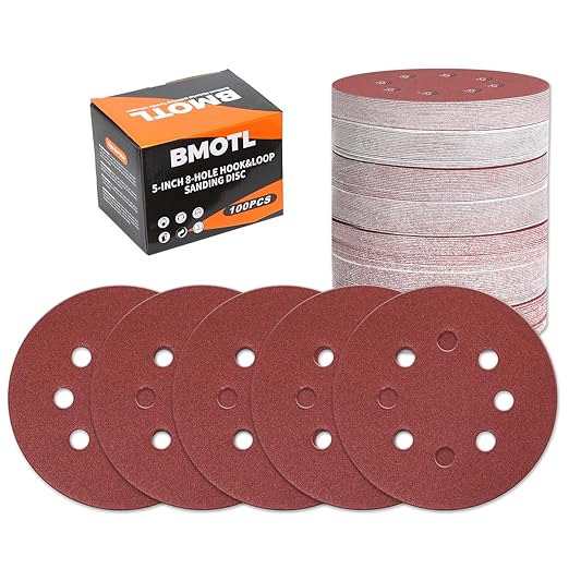 100Pcs 150 Grit Sanding Discs 5 Inch 8 Hole: Woodworking/Metalworking Round Medium Coarse Hook and Loop Sandpaper for Random Orbital Sander
