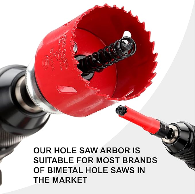 Heavy Duty Quick Change Hole Saw Mandrel, 7/16-Inch and 3/8 Inch Hole Saw Arbor with 3Pcs Central Drill/2PCS Hex wrench/2Pcs Spring