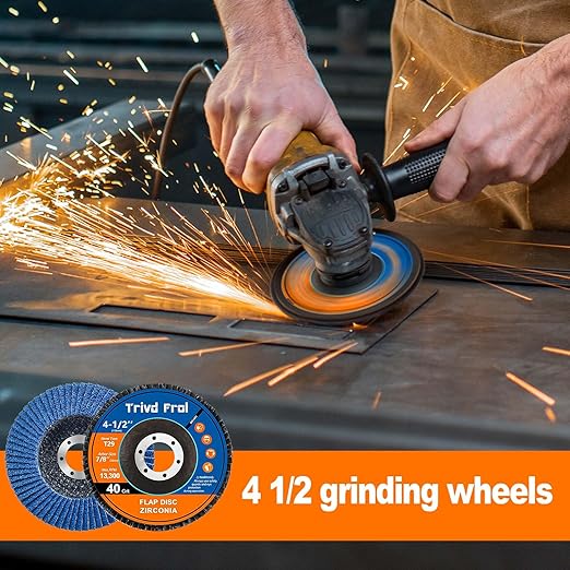 40 Pack Flap Discs 4 1/2 for Angle Grinder Sanding Disc - Trivd Frol 40/60/80/120 Grit T29 Flap Disc, 7/8 Inch Zirconia Abrasive Grinding Wheel Disc for Metal, Wood, Stainless Steel Finishing