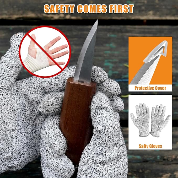 Wood Carving Kit, 36Pcs Wood Carving Tools with Paint and Beewax, Wood Whittling Kit with 4Pcs Whittling Knives & Storage Bag for Beginners and Enthusiasts