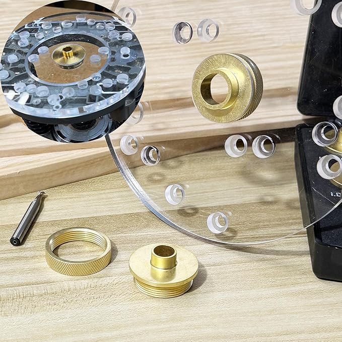 13 Pcs Brass Router Template Bushing Guide Set with Centering Cone, Fit Any Routers Sub-Base of The Porter Cable Style Router Bushing Guide Set with Carrying Case