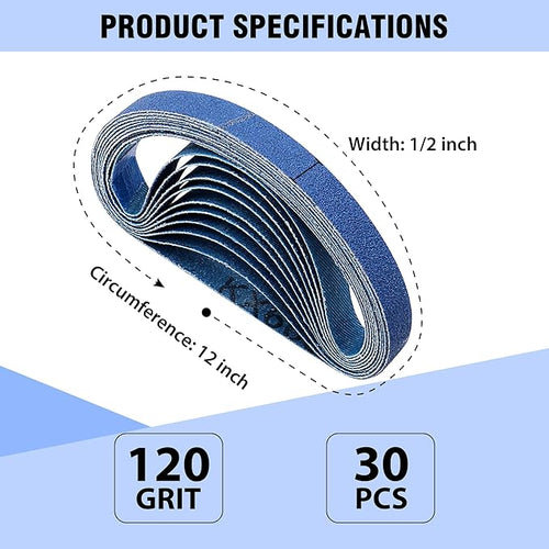 1/2 x 12 Inch Knife Sharpener Sanding Belts for Work Sharp, 120 Grit Replacement Sharpening Belt Kit for Official Work Sharp (WSKTS & WSKTS-KT/Mk.1 & Mk.2) Knife & Tool Sharpener, 30 Pcs