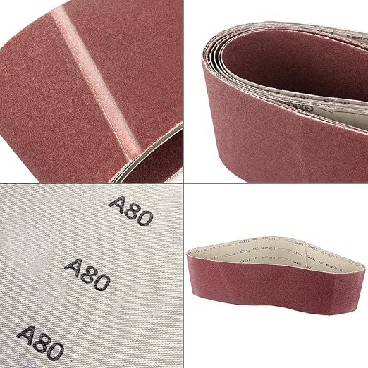 6 x 48 inch Sanding Belts 80 Grits 5 Pack Belt Sander Paper Belt Sander Belts Aluminum Oxide Sanding Belt for Belt Sander Knife Sharpening Woodworking Metal Glass Polishing
