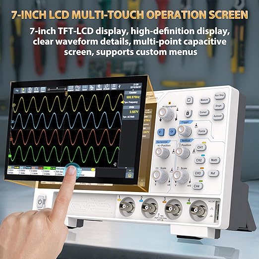 Digital Oscilloscope ADS814A 100MHz Bandwidth OWON 4 Channel Oscilloscope with 1.25GSa/s Sample Rate 12bits Vertical Resolution 50M Memory Depth 7 inch LCD Oscillograph