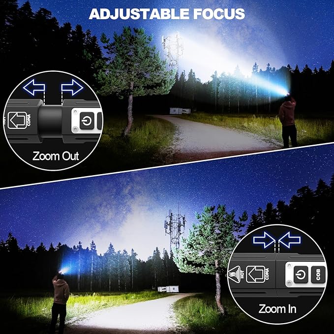Rechargeable Flashlights High Lumens - Super Bright Small Pocket Magnetic Flashlight, 8 Modes LED Tactical Flash Light, Dual Button Powerful Flashlight for Camping (1, Pure Black)