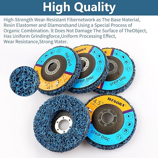 10 Pack 4-1/2" x 7/8" Strip Discs Stripping Wheel, 4.5 inch Rust Remover Discs for Angle Grinder,Clean and Remove Paint Coating Rust Welds Oxidation(Blue)