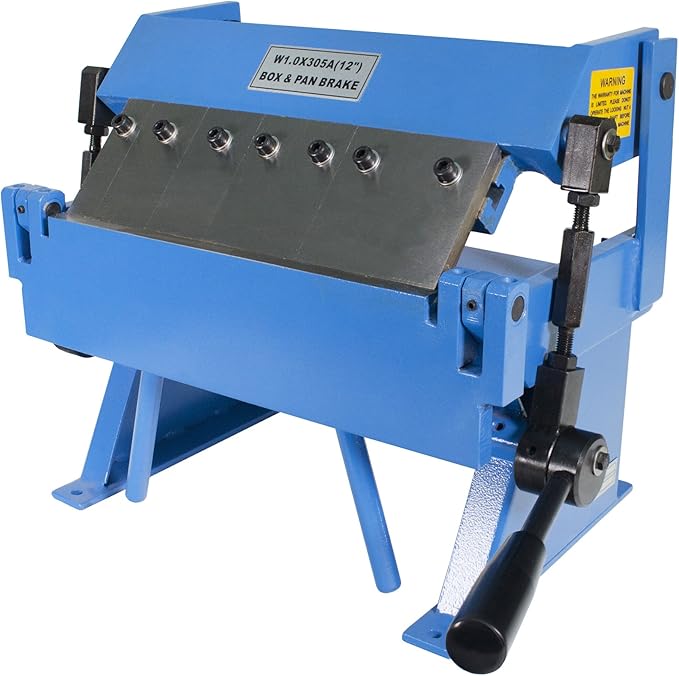 Erie Tools 12" Pan and Box Brake with Adjustable Removable Fingers 20-Gauge Steel/16-Gauge Aluminum Capacity 0–135° Bend Angle Bench Top Sheet Metal Brake for Bending Forming and Fabrication