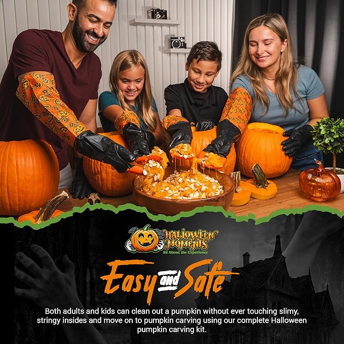 Pumpkin Scraper Glove – As Seen On Shark Tank - Mess Free and Fun Pumpkin Carving Kit – Carve and Clean Jack-O-Lantern Guts with Ease and Zero Mess on Your Hands! (Kids Kit)
