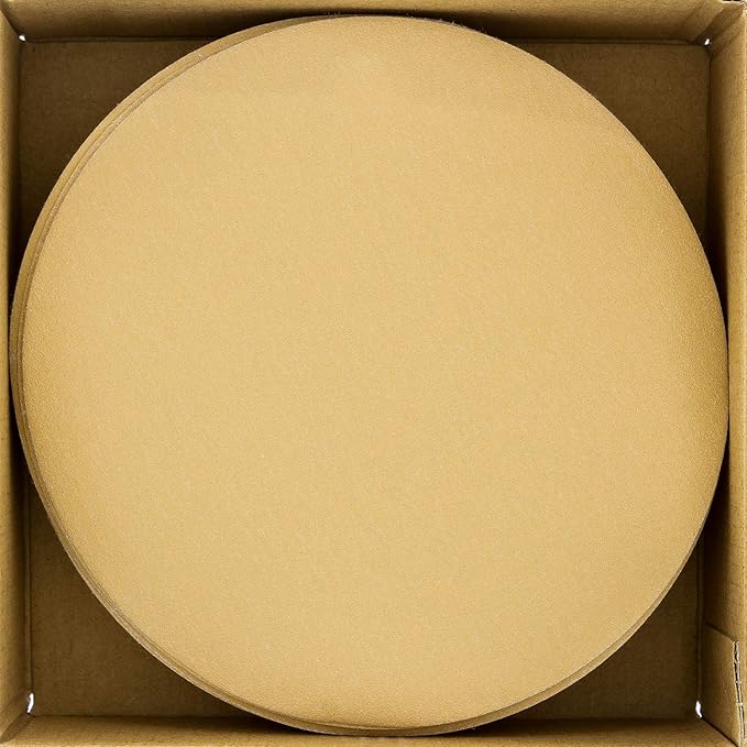 Dura-Gold Premium 220 Grit 6" Gold Sandpaper Discs, No Hole Pattern Dustless, Box of 50, Hook & Loop Backing for DA Sander, Finishing Coarse Sanding Abrasive Automotive Paint, Woodworking Wood, Metal