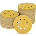 100PCS 5 Inch 8 Hole Sanding Discs 80 Grit,Gold Round Hook and Loop Sandpaper for Random Orbital Sander