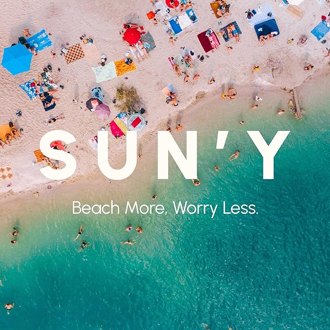 SUN'Y Waffle Microfiber Beach Towel – Sand Free, Quick Dry, Ultra Absorbent, Lightweight & Compact Travel Towel with Carry Bag - Large (63” x 31.5”), Newport