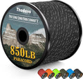 Reflective Paracord Rope 850Ib, 50/100/200/500/1000ft 4MM 11 Strand para Cords Lanyard Utility Parachute Cord for Tent Camping Hiking Fishing Survival Tactical DIY Projects, Black 1000FT