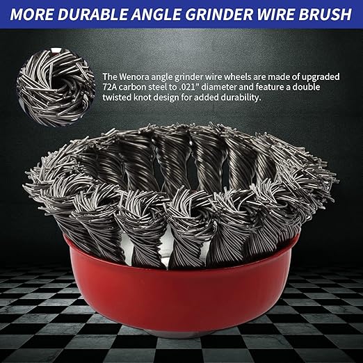 12 Pack Wire Brushes - 4 Inch Angle Grinder Wire Wheel, 5/8 Inch Threaded Arbor, 0.02 Inch Carbon Steel