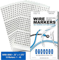 Premium Wire Marker Book for Cable Management, Vinyl-Coated, High-Tack Adhesive, Electric Panel Wire Label Stickers - 10 Pages, 1 Book, 450 Labels Numbered 1-45 (Pack of 25)