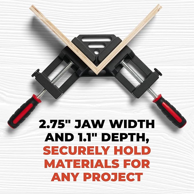 90-Degree Angle Clamp - Home Improvement Corner Clamp for Wood, Metal Tubes & Glass - Adjustable Hand Tool - Aluminum Alloy Die-Cast