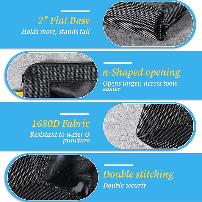 3 Pack Small Tool Organizer Bag, 1680D Oxford Tool Pouch with Zipper, Clear Window Tools Bag Organizer, Heavy Duty 13 x 7.5 x 2 in Tools Pouches for Electricians