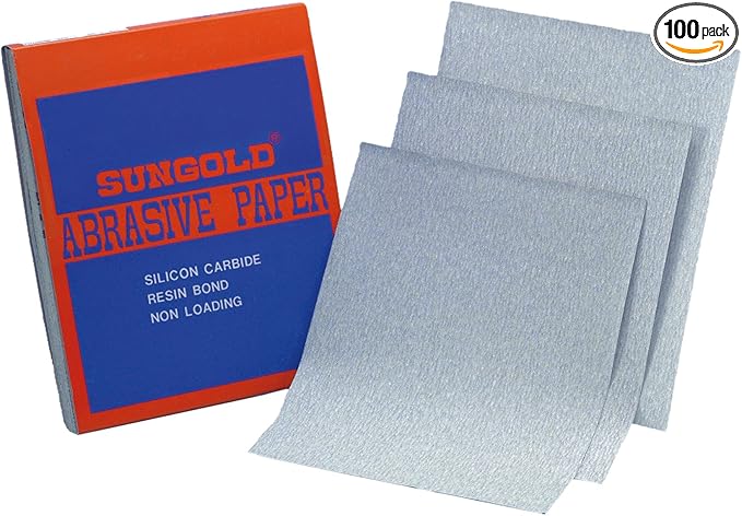 Sungold Abrasives 9X11SN220 14271 220 Grit 9" X 11" Sanding Sheets Non-Loading Stearated Silicon Carbide, 100 Sheets/Sleeve