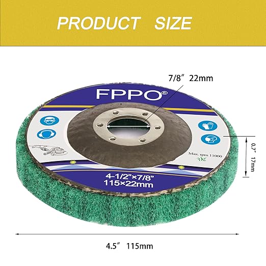 5Pcs 4.5" x 7/8" Nylon Fiber Flap Disc Polishing Grinding Wheel,Scouring pad Buffing Wheel for Angle Grinder, Polishing Tools,Abrasive disks for Power-Operated Grinders (Grit 180)