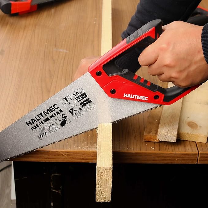 HAUTMEC 20-Inch Universal Hand Saw, Long Wood Saw with 8 TPI Triple-Ground Teeth, Low-Friction Blade & Ergonomic Handle, Pro Handsaw for Wood, Plywood, Plastic & Branch Cutting – HT0025