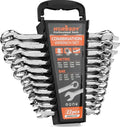 HORUSDY 22-Piece Wrench Set | Metric & SAE Combination Wrench Set with Organizer | 12 Point | Chrome Vanadium Steel