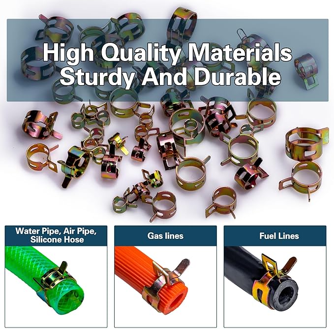340pcs Spring Pipe Clamps, With Spring Pipe Clamp Tools, 12 Sizes 6-22mm Spring Hose Clamps, Used To Fix Hose Interfaces In Automotive, Marine, Gardening, Industrial Applications