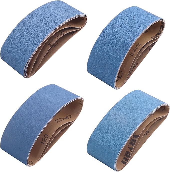 12 Pack 3 x 18 Inch Zirconia Sanding Belts, 3x18 Belt Sander Sanding Belts, 3 Each of 40/60/80/120 Grits Belt Sander Paper Assortment for Metal Wood