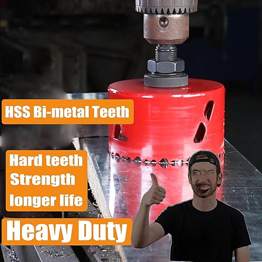 4 Inch Deep HSS Bi Metal Hole Saw Cutter with Arbor Cutting Depth 2.1” for Metal Thick Wood PVC Drywall Aluminum Big Slot New Sharp Teeth Heavy Duty Hole Saw Bit