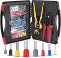 WMT Ferrule Crimping Tool Kit, Crimper Tool and Wire Stripper Kit with 1200PCS Wire Ends Terminals,Built-In Adjustable Ratchet for Electrical Wire Connectors AWG 23-10
