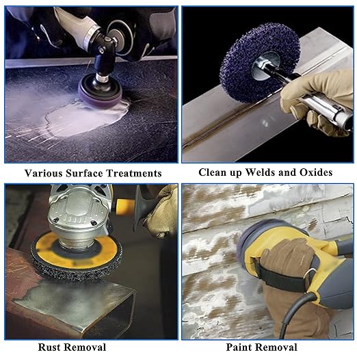 6 Pack 4” Strip Discs Rust Remover Wheel for Angle Grinders Clean and Remove Paint, Coating, Rust and Oxidation for Wood Metal Fiberglass Work Purple