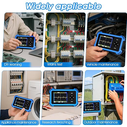 Handheld Oscilloscope Beginner, AIOMEST Mini Osciloscopio with 1MHz Bandwidth 8.33MSa/s, ±400V (800Vpp X10) - 150g Portable Scope for Automotive DIY, Electronics Hobbyists, Student Lab