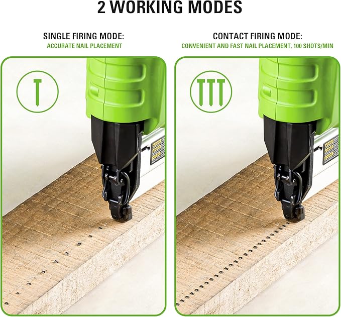 Greenworks 24V 18-Gauge Brushless Cordless AirStrike Brad Nailer (Tool Only), Green
