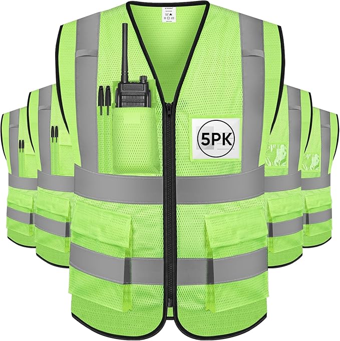 TICONN Reflective Safety Vest High Visibility Class II Mesh Vest for Women & Men Meets ANSI Standards