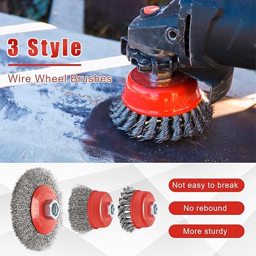 8Pack Wire Wheel Cup Brush Set, Windspeed 3 Inch 4 Inch Cup Brush Knotted for Angle Grinder Wire Wheel for 4 1/2 Angle Grinder for Clean Deep Sanding Heavy Rust, Paint