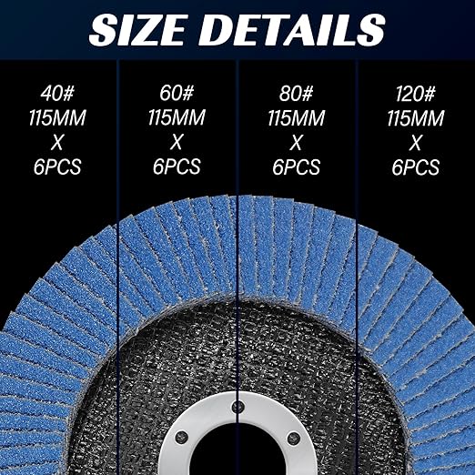24 Pack of Flap Discs 4 1/2 for Angle Grinder Grit 40 60 80 120 Type 29 Zirconia Grinding Wheel for Wood Metal Sanding